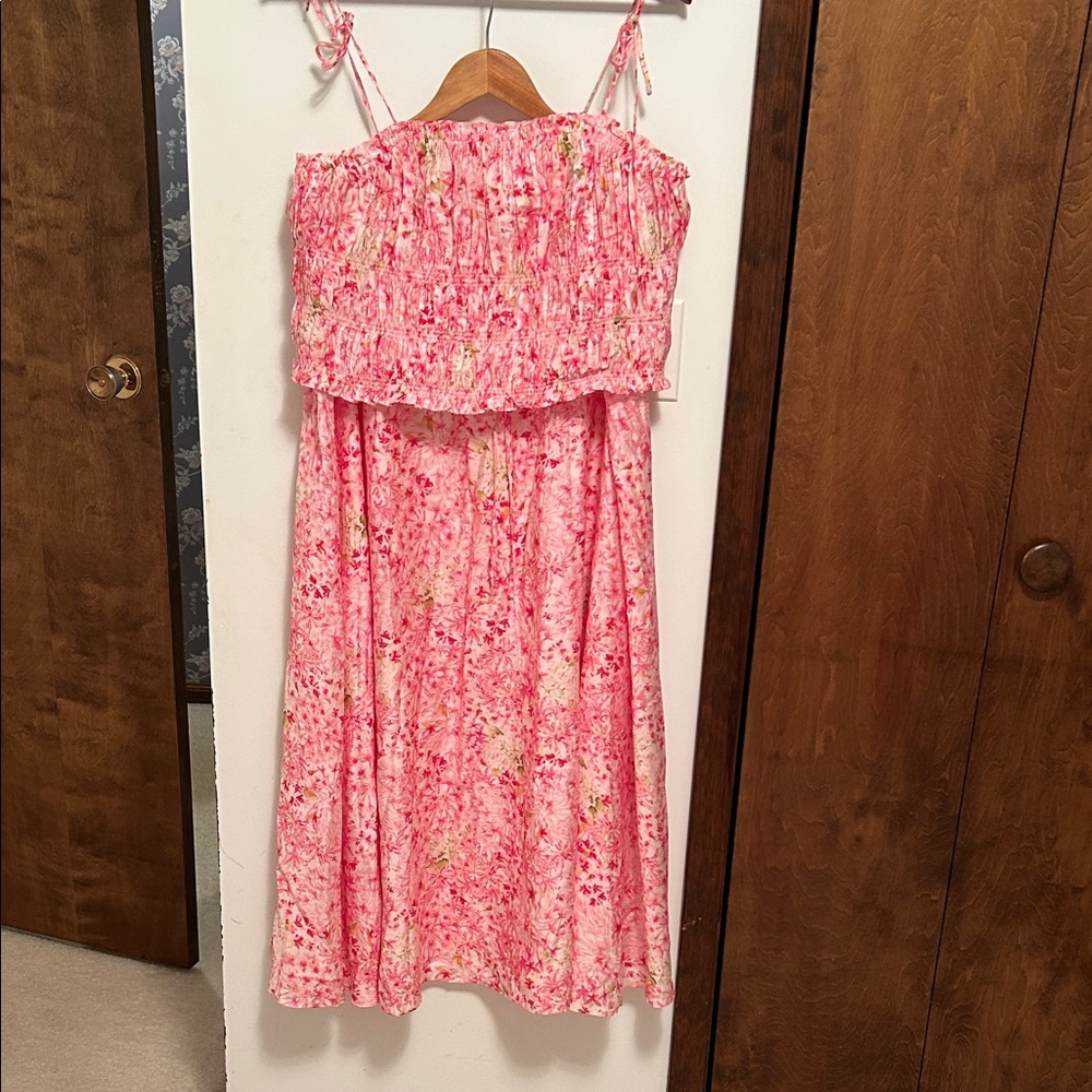 Floral Pink Sleeveless Tank Top and Skirt